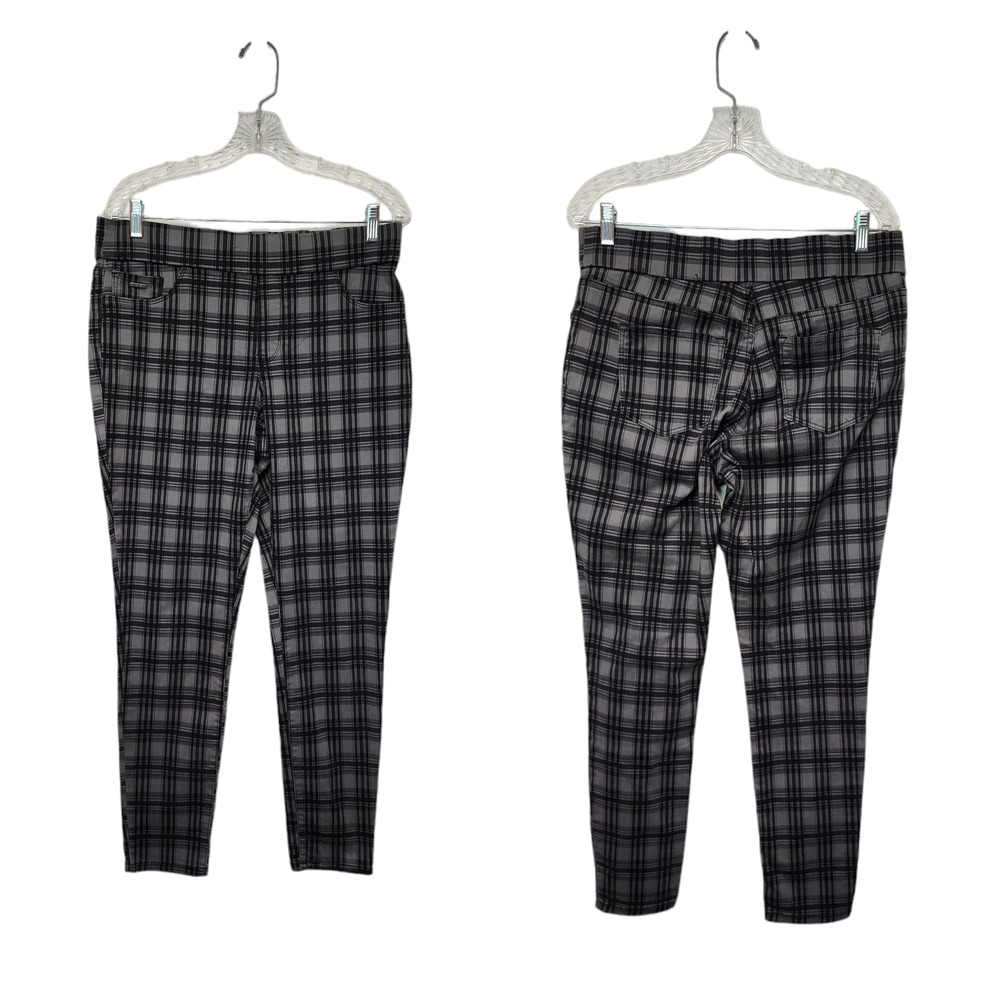 Nine West Plaid Black/Gray Heidi Pull-On Skinny Pants Size 10